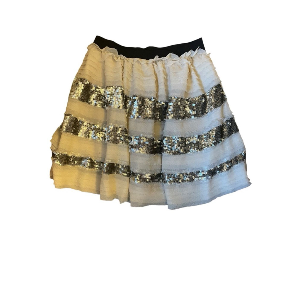 Women's Free People XS White and Silver Sequinned Skirt
